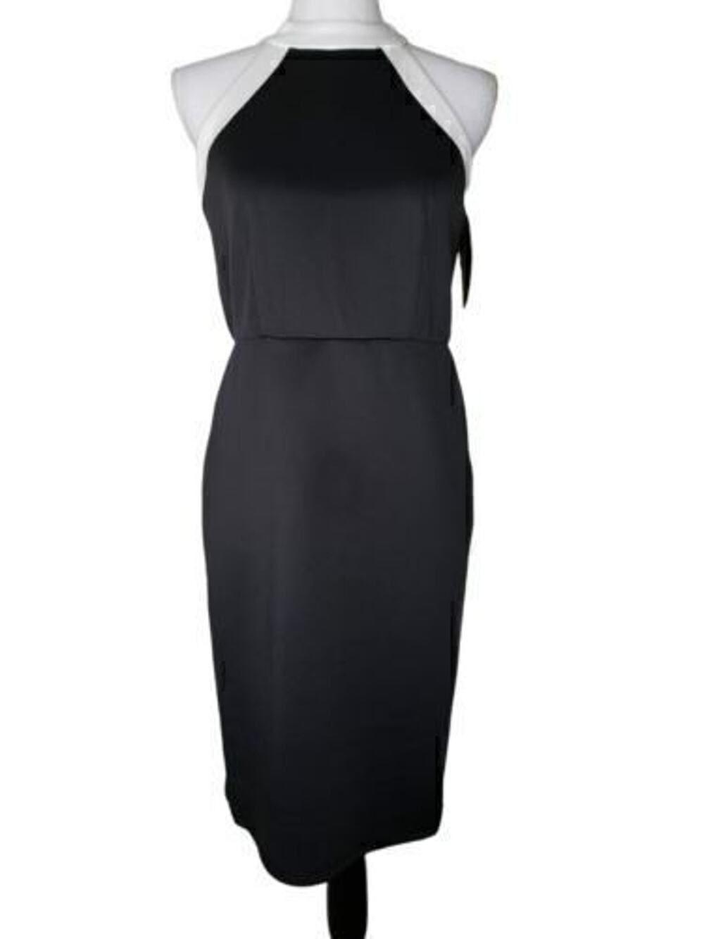 Paper Doll Juniors Womens Halter Neck Dress Black White Sleeveless Size L NWT